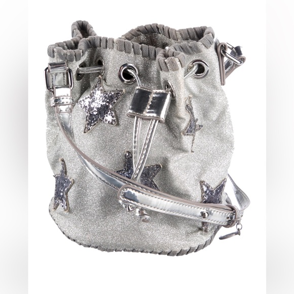 Stella Mccartney Star Glitter Bucket Bag In Storm Grey - Picture 2 of 12